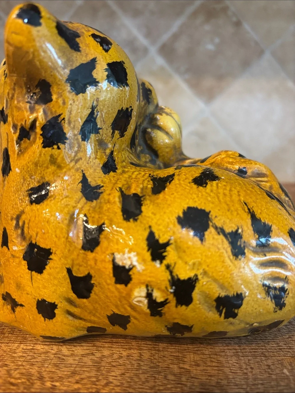 Vintage Hand-painted Ceramic Jaguar/Cheetah/Leopard Figurine -Made in Portugal